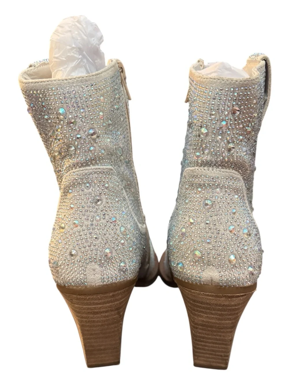 Very G Kady Silver Rhinestone Western Ankle Boots Women’s Size 10 NIB